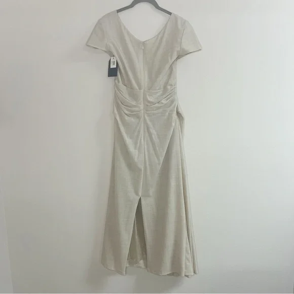 Talbot Runhof Cream draped wool-blend voile midi Dress Size 10 US / 40 D - Picture 11 of 11